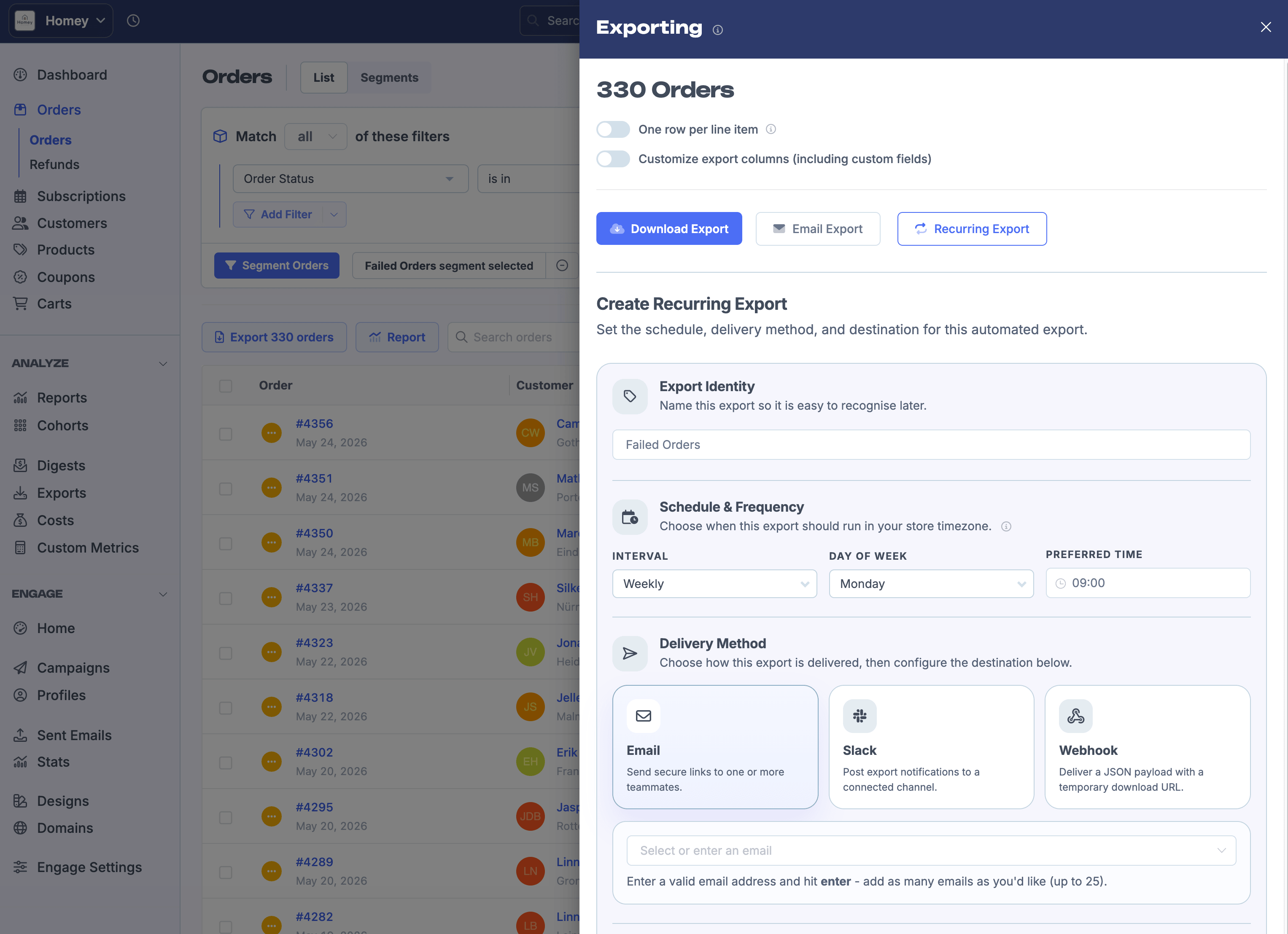 Creating an automatic order export in FoodBevBiz